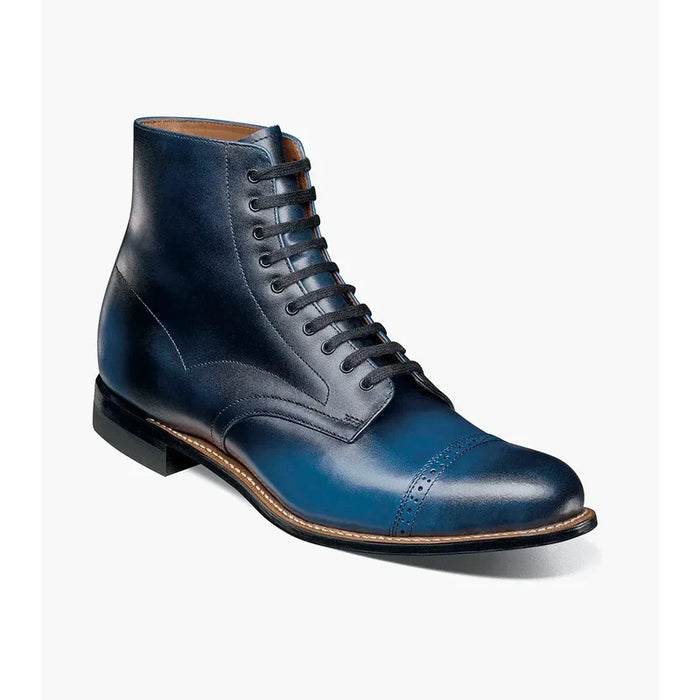Stacy Adams Madison Cap Toe Lace Up Boot Tone On Tone Blue 00110-400