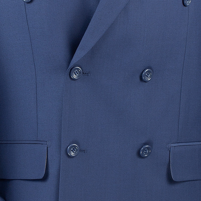 Ramses Collection - Blue Regular Fit Double Breasted 2 Piece Suit with Flexible Elastic Waistband