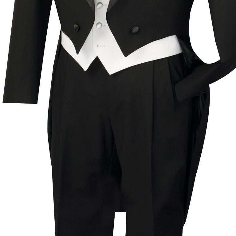 Men's Tuxedo Regular Fit Collection With Tails 3 Piece In Black