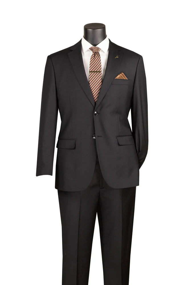 Men's Black Adjustable Waist Two Piece Suit