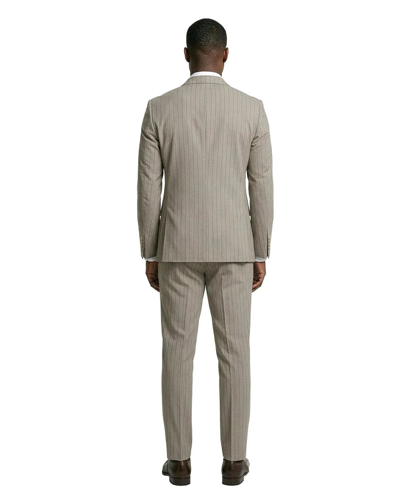 Men's Khaki Pinstripe Double Breasted Suit