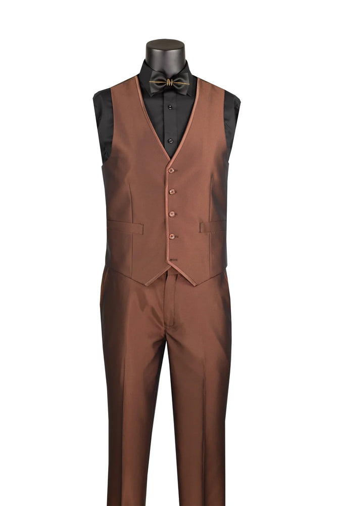 Men's Cappuccino Solid Three Piece Suit