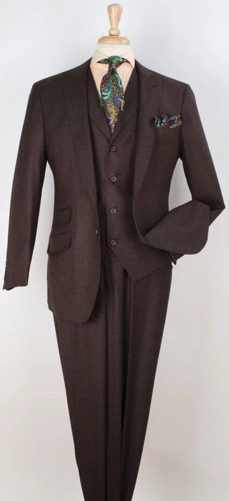 Apollo King Men's 100% Wool 3pc Fashion Suit - Stylish Peak Lapel