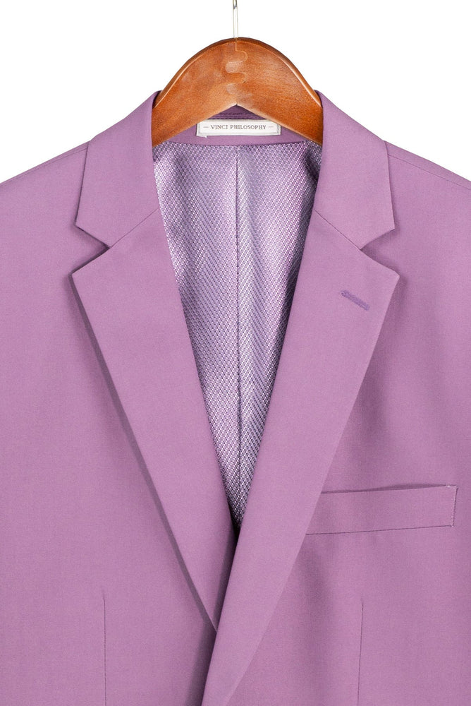 Men's Vintage Violet Solid Three Piece Suit