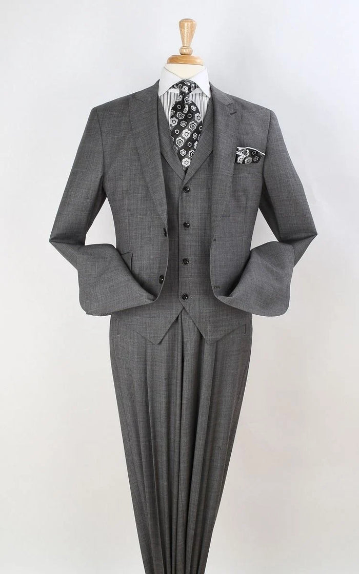 Apollo King Men's 100% Wool 3pc Fashion Suit - Stylish Peak Lapel