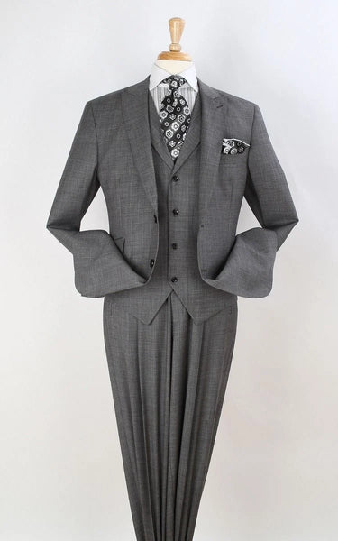 Apollo King Men's 100% Wool 3pc Fashion Suit - Stylish Peak Lapel
