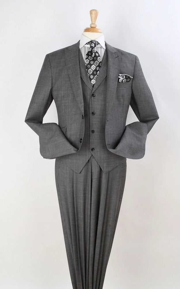 Apollo King Men's 100% Wool 3pc Fashion Suit - Stylish Peak Lapel