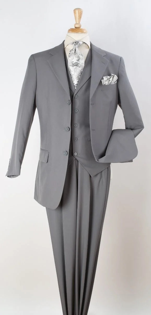 Apollo King Men's 100% Wool 3pc Fashion Suit - Stylish Peak Lapel