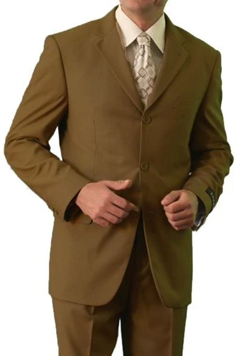 Men's Mocha 2 Button  Three Piece TR Blend Suit Affordable - Discounted Priced On Clearance Sale main image 0