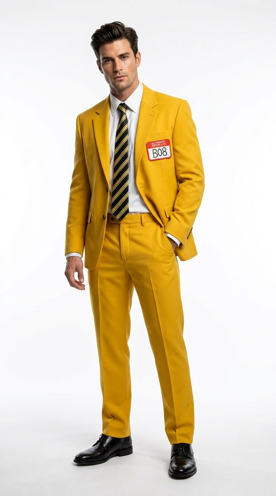 Men’s Beetlejuice Little Head Costume Yellow Suit – Shrinker Inspired 2 Piece Halloween Suit