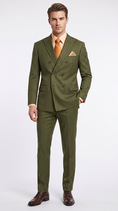 Mens Olive Pinstripe Suits