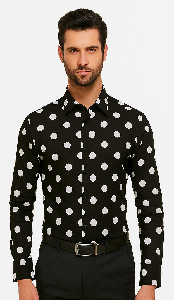 100% Cotton Dress Shirt Polka Dot Pattern Formal Or Casual Multi-color Men's Dress Shirt