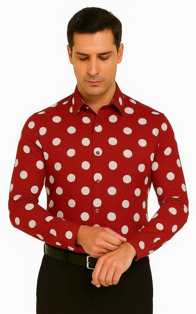 100% Cotton Dress Shirt Polka Dot Pattern Formal Or Casual Multi-color Men's Dress Shirt