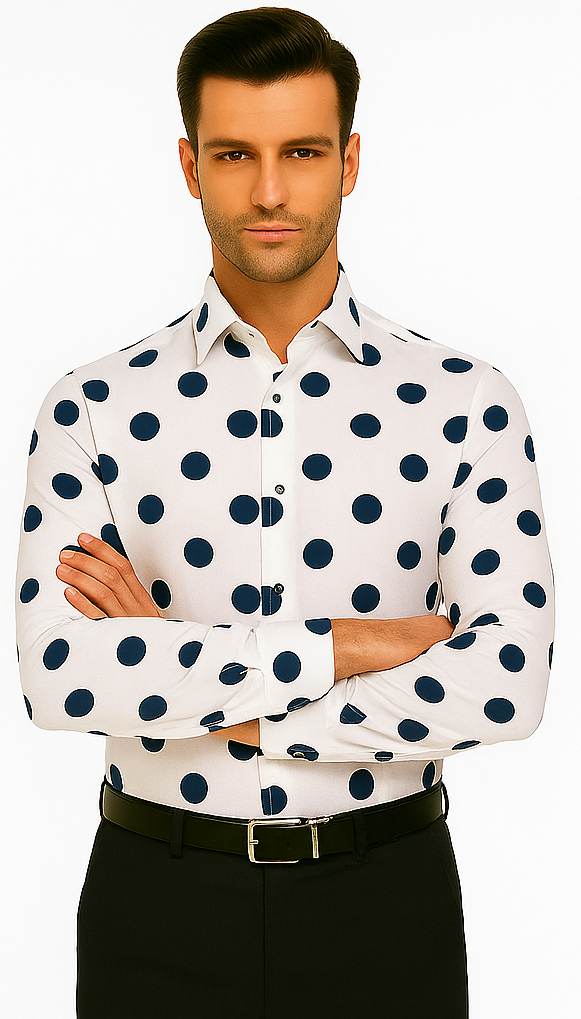 100% Cotton Dress Shirt Polka Dot Pattern Formal Or Casual Multi-color Men's Dress Shirt