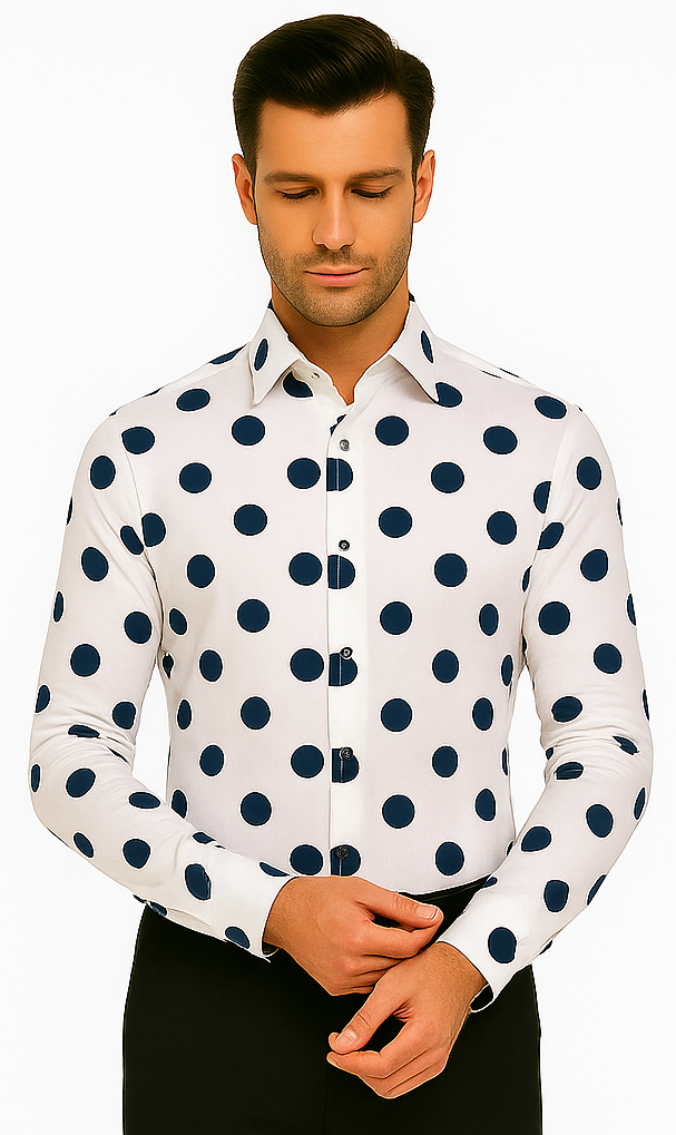 100% Cotton Dress Shirt Polka Dot Pattern Formal Or Casual Multi-color Men's Dress Shirt