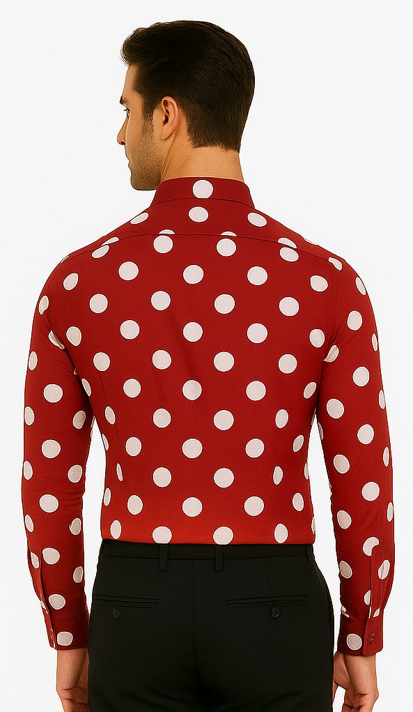 100% Cotton Dress Shirt Polka Dot Pattern Formal Or Casual Multi-color Men's Dress Shirt