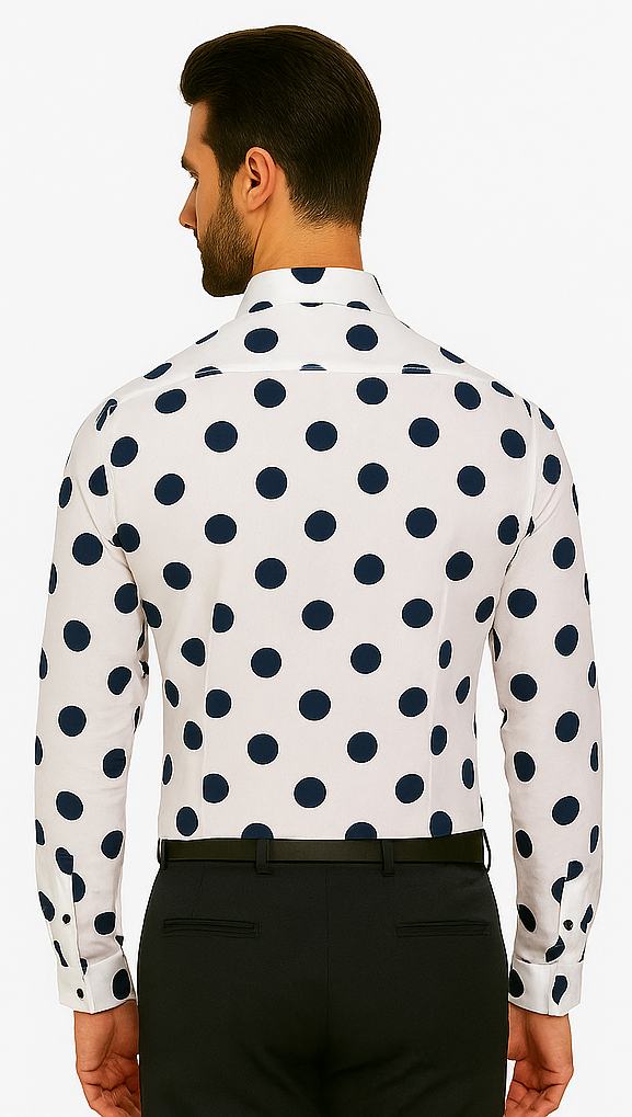 100% Cotton Dress Shirt Polka Dot Pattern Formal Or Casual Multi-color Men's Dress Shirt