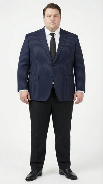 Men’s Navy Blue Pinstripe Blazer – Classic Tailored Formal Jacket for Business, Office and Professional Wear