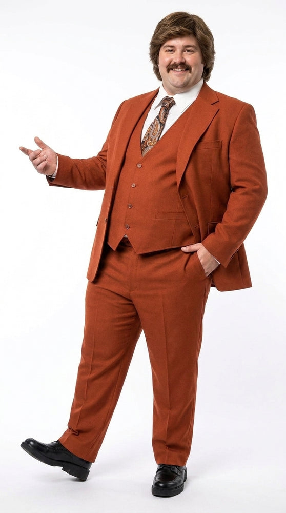 Men’s Burnt Orange 3-Piece Suit – 1970s Disco, Retro Rockabilly, Prom and Party Suit