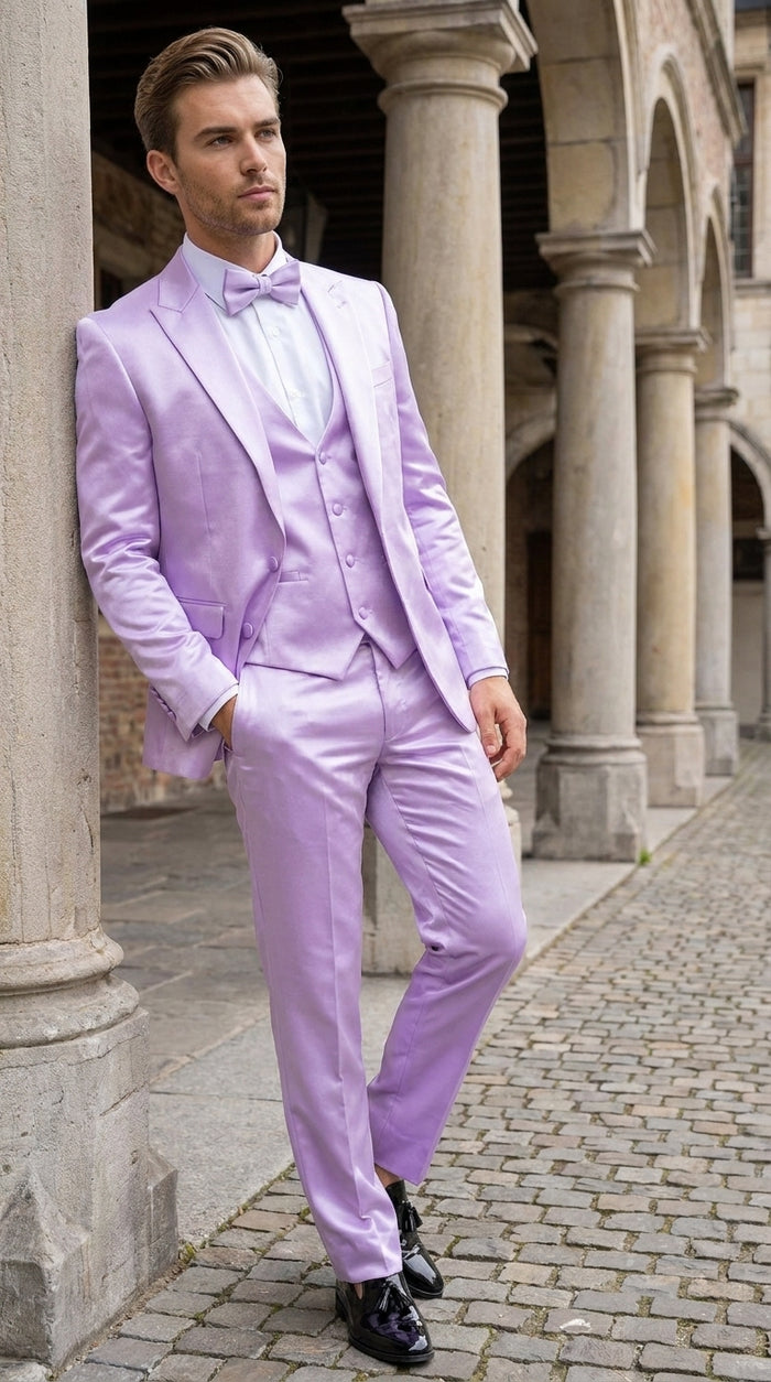 Men’s Lavender Tuxedo – Shiny Light Purple Wedding & Prom Tuxedo Suit
