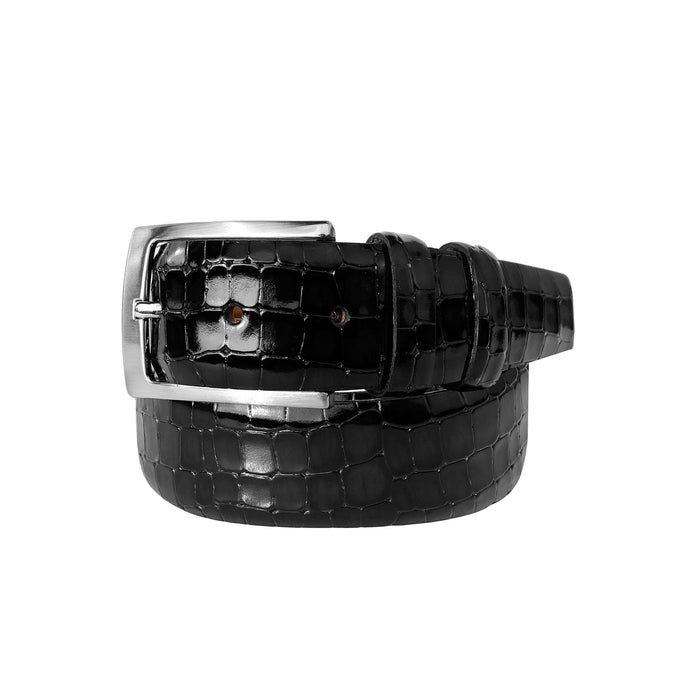 CBelt -3470 Croco Leather Belt - Black