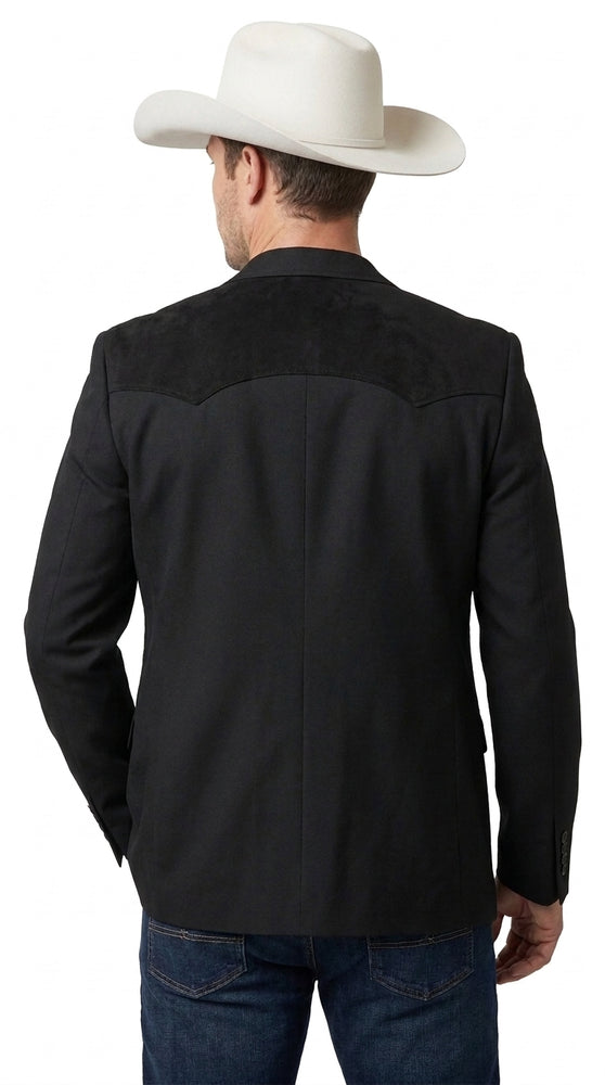 Men’s Black Western Blazer – Cowboy Sport Coat with Western Yoke Design