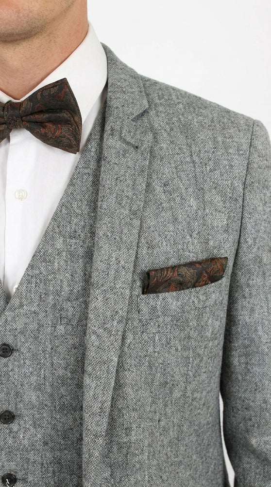 Men’s Edwardian Grey 3-Piece Suit – Dickens Downton Abbey Victorian Vintage Tweed Suit
