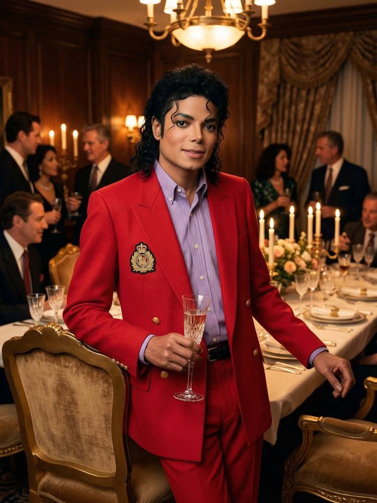 Men’s Red Suit Jacket – Michael Jackson Inspired Double-Breasted Blazer, Classic Formal Party & Dinner Wear, Vintage Stage Style