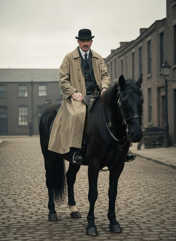 Men’s Beige Cotton Trench Coat Suit Package – Classic Long Overcoat for Formal + Suit + Hat