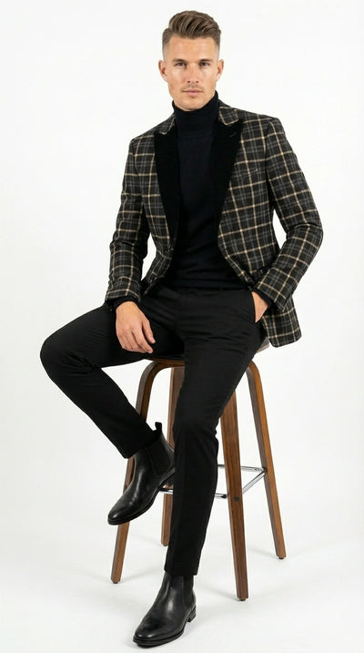 Mens Black velvet shoes