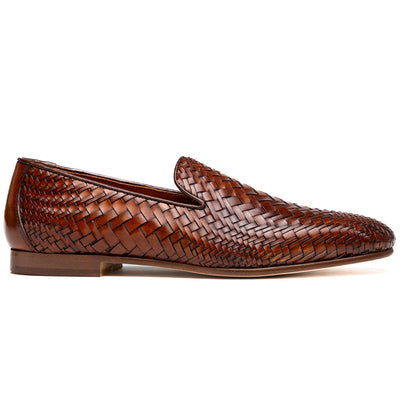 Zelli Rizzo Woven Calfskin Loafer in Cognac | Timeless Italian Style