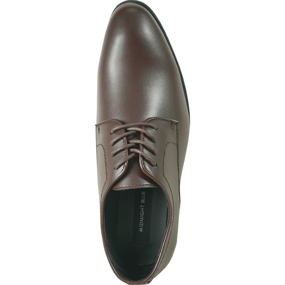 Bravo Mens Plain Round Toe Dress Oxford in Dark Brown - Men's Dress Shoes