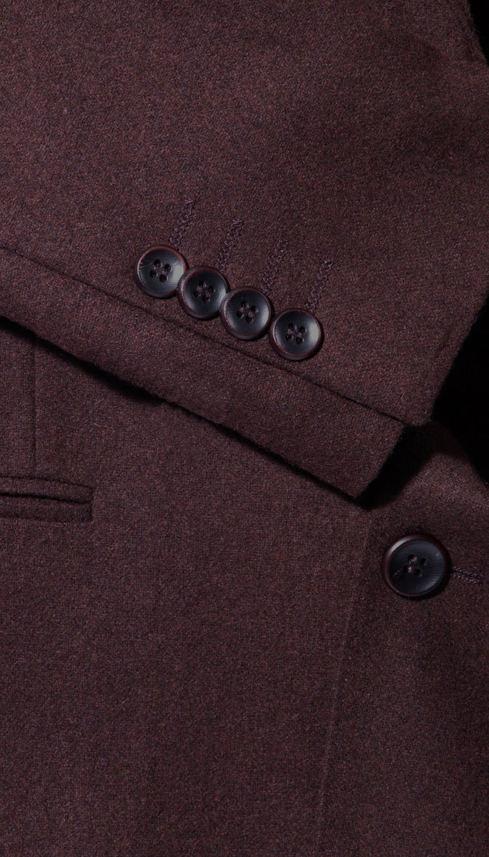 Belmont Notch Lapel Tweed Rich Brown Suit With Peak Stiching.
