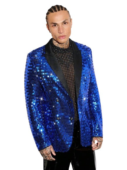 Alberto Nardoni Brand Sequin Royal Blue Shiny ~ Flashy Stage Blazer Sport Coat Prom 2026 Jacket