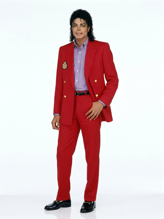 Men’s Red Suit Jacket – Michael Jackson Inspired Double-Breasted Blazer, Classic Formal Party & Dinner Wear, Vintage Stage Style