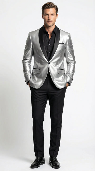 Black and Silver Men Blazers