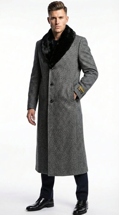 Mens Grey Overcoat
