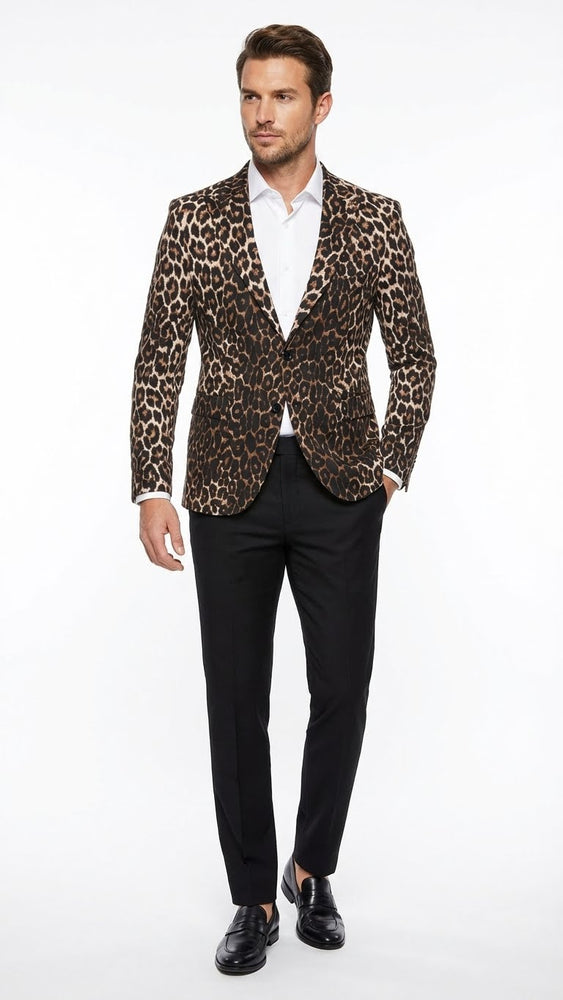 Men’s Leopard Print Blazers – Slim Fit Statement Jacket for Evening, Party, and Fashion Wear