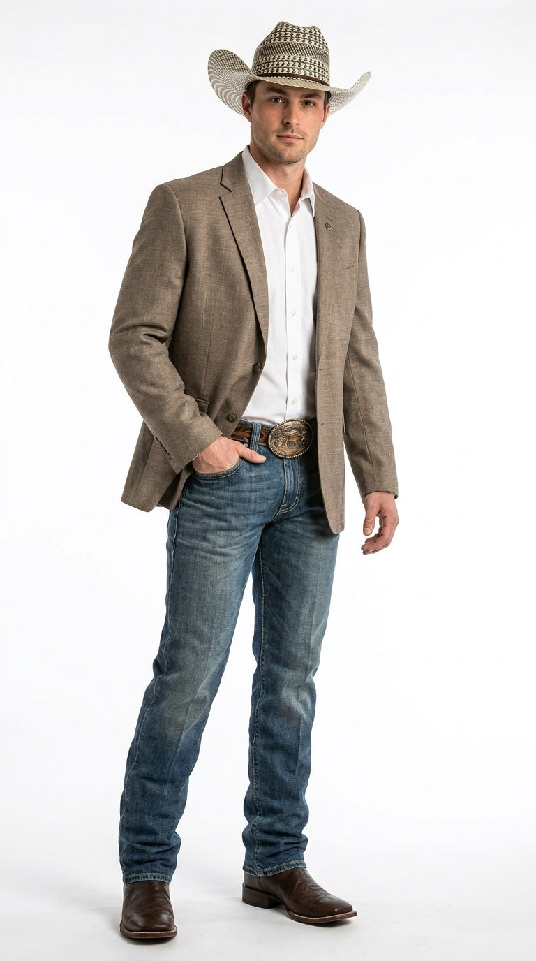 Men’s Dark Tan Taupe Light Brown Western Cowboy Blazer – Classic Count ...