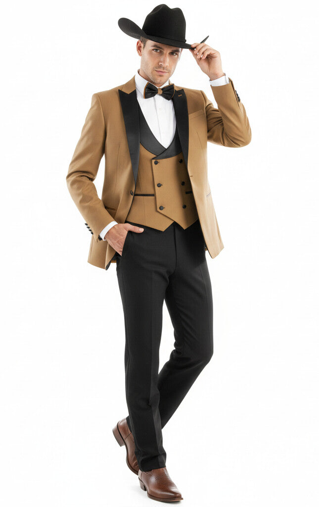 Light Brown Tuxedo For Wedding - Coffee Mocha Color With Vest and Pants