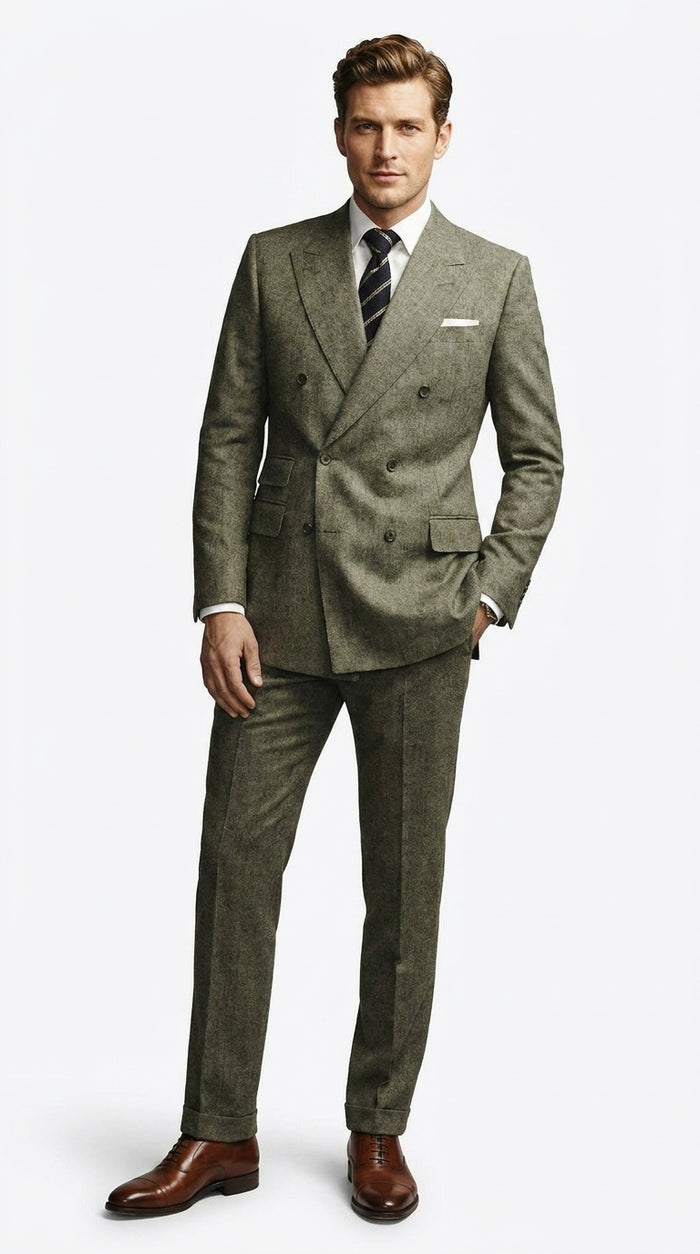 Men’s Grey Kingsman Inspired Double Breasted Suit, Colin Firth Style Peak Lapel Formal Suit