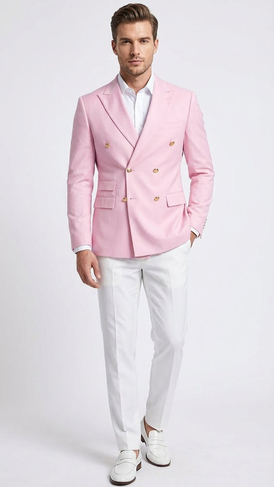 Men’s Light Pink Double Breasted Blazer – Sport Jacket Coat
