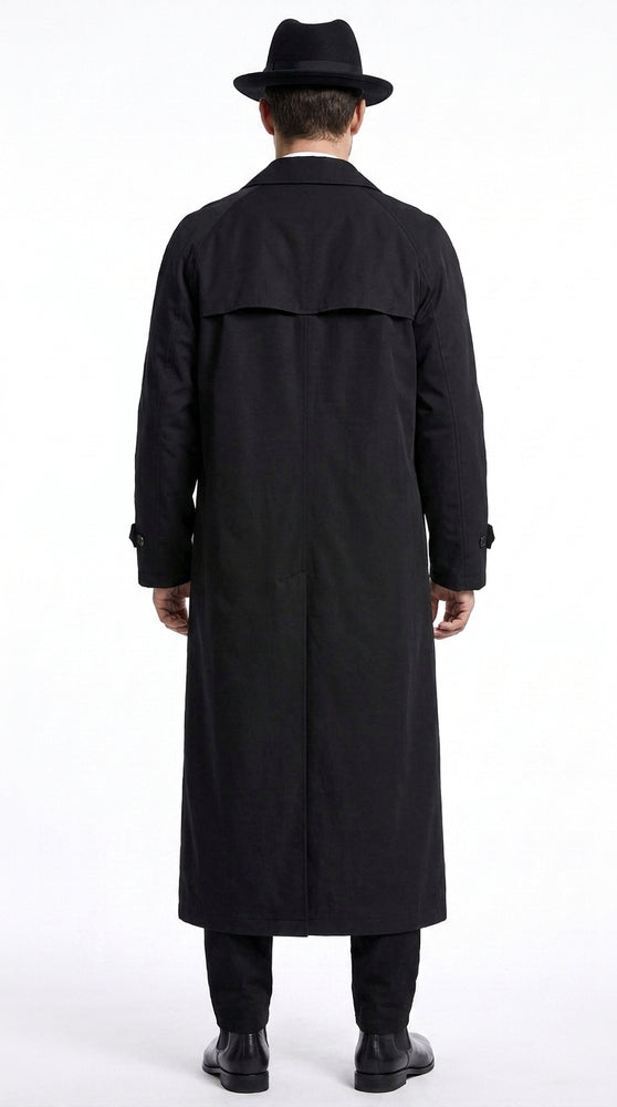 Men’s Neo Matrix Inspired Black Trench Coat – Long Full-Length Gothic Movie Style Overcoat