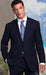 2 BUTTON COLOR DARK NAVY WITH PINSTRIPE Men's SUIT Side VENT BACK JACKET STYLE WITH 1 PLEATED PANTS mensusa