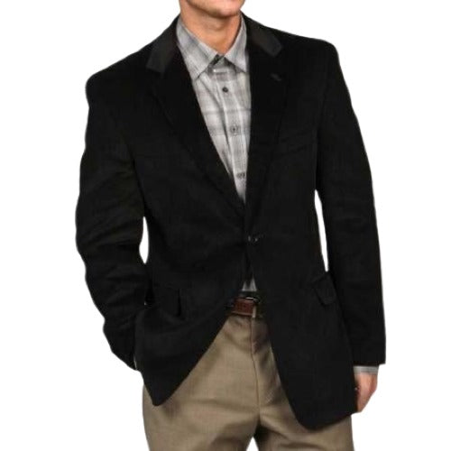 Two Button Men's Corduroy Sport Coat Black