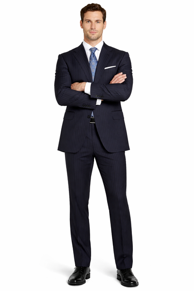 2 BUTTON COLOR CHARCOAL WITH PINSTRIPE Men's SUIT