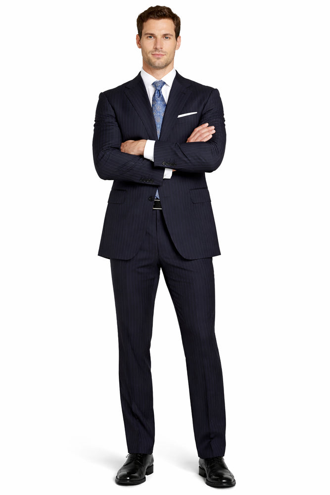 2 BUTTON COLOR CHARCOAL WITH PINSTRIPE Men's SUIT