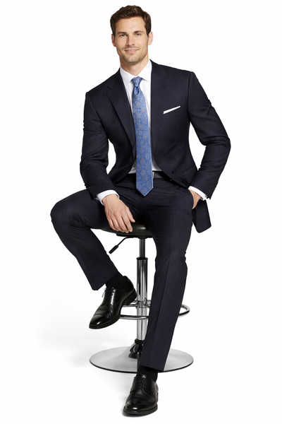 2 BUTTON COLOR CHARCOAL WITH PINSTRIPE Men's SUIT