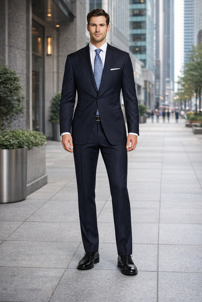 2 BUTTON COLOR CHARCOAL WITH PINSTRIPE Men's SUIT