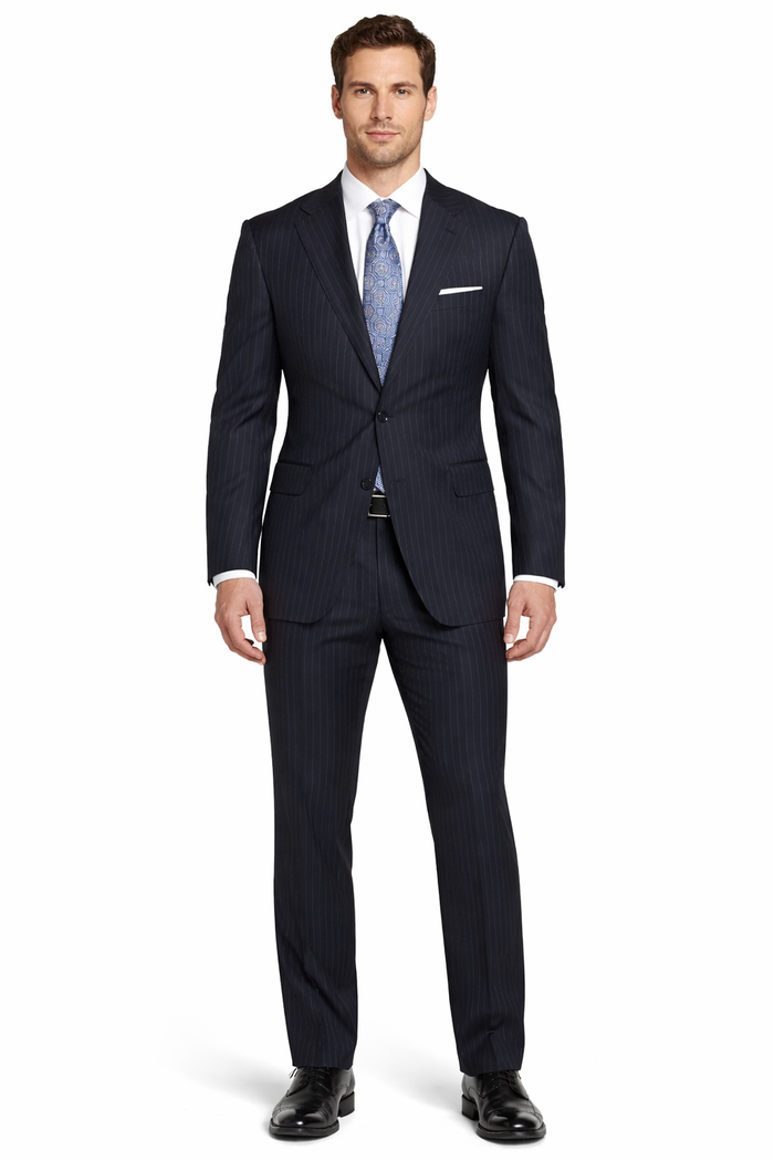 2 BUTTON COLOR CHARCOAL WITH PINSTRIPE Men's SUIT
